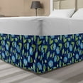 thumbnail image 1 of Flower Bed Skirt, Floral Burgeoning in Vibrant Colors, Elastic Bedskirt Dust Ruffle Wrap Around for Bedding Decor, 4 Sizes, Night Blue Lime Green, by Ambesonne, 1 of 2