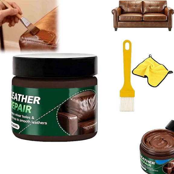 Leather Repair Kit for Furniture and Car Seats, Scratch Remover and Color Restorer for Cracks, Scuffs and Worn Leather Surfaces