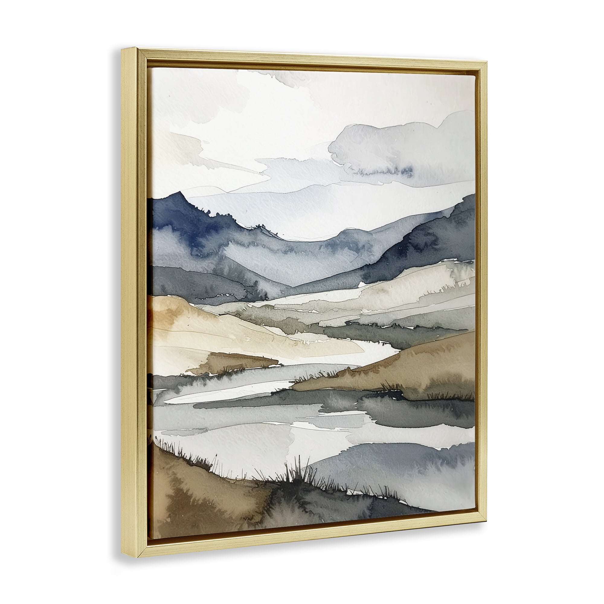 Stupell Industries Flow Of Water River Gold Framed Floater Canvas Wall Art, design by Alonza Saunders