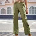 thumbnail image 2 of Timegard Cargo Pants Women High Waisted Drawstring Streetwear Loose Stretchy Trousers with Pockets, 2 of 7