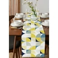 thumbnail image 4 of Table Runner Dresser Scarves 48 Inch Long, Mid Century Geometric Splicing Art Linen Dining Table Runners Circle Square with Stripe Dot Tabletop Scarf for Wedding Holiday Party Kitchen, 4 of 7