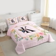 thumbnail image 3 of Homewish Butterfly Monogrammed K Full Size Comforter Sets for Kids, Romantic Pink Initial Letter Bedding Comforter Set, Cartoon Theme Reversible Bedding Sets, Breathable Home Decor, 3pcs, 3 of 8