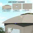thumbnail image 3 of Outsunny 11' x 11' Outdoor Patio Gazebo with Curtains, Church Windows, Galvanized Steel Frame for Lawn, Backyard and Deck, Light Gray, 3 of 9
