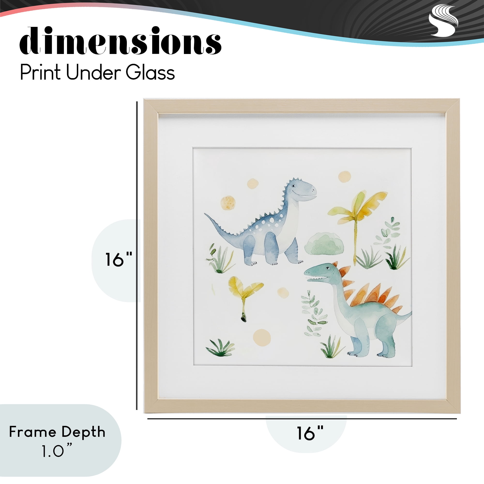 Stupell Industries Dino Wonderland Friends Birch Framed Print Under Glass, design by Lazar Studio