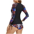 thumbnail image 4 of Generic Women Two Piece Rash Guard Long Sleeve Swimsuits UV UPF 50+ Bathing Suit Tropical Print Swim Shirt with Boyshort, 4 of 4