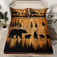 thumbnail image 2 of Homewish Cute Bear Bed Sheets,Woodland Animal King Sheets,Brown Black Sheet Set For Teens,Super Cozy Room Decor,4pcs, 2 of 7