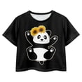 thumbnail image 4 of DISNIMO Girls Panda Tee Shirt Kids Girls Sunflower Shirt for Middle School Girls 6/8 Tshirt for Children Crop Top Kids Preppy Tops Short Sleeve Tees for Girls Cropped Tee Shirts Holiday Black, 4 of 7