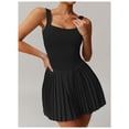 thumbnail image 2 of PISONIC Womens Tennis Golf Dress with Built-in Bra Shorts Backless Square Neck Pleated Hem Athletic Dresses with Pockets, 2 of 9