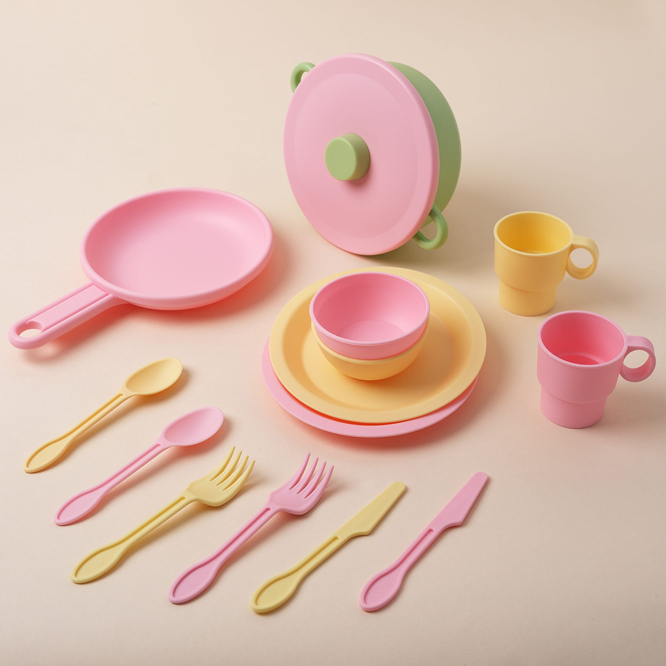 KidKraft 27-Piece Pastel Cookware Set, Plastic Dishes and Utensils for Play Kitchens - image 5 of 5