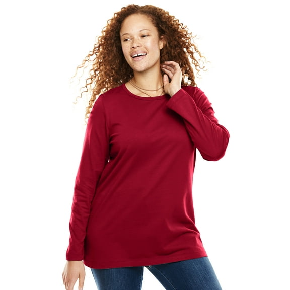 Woman Within Plus Size Perfect Long-Sleeve Crewneck Tee (Petite Available)