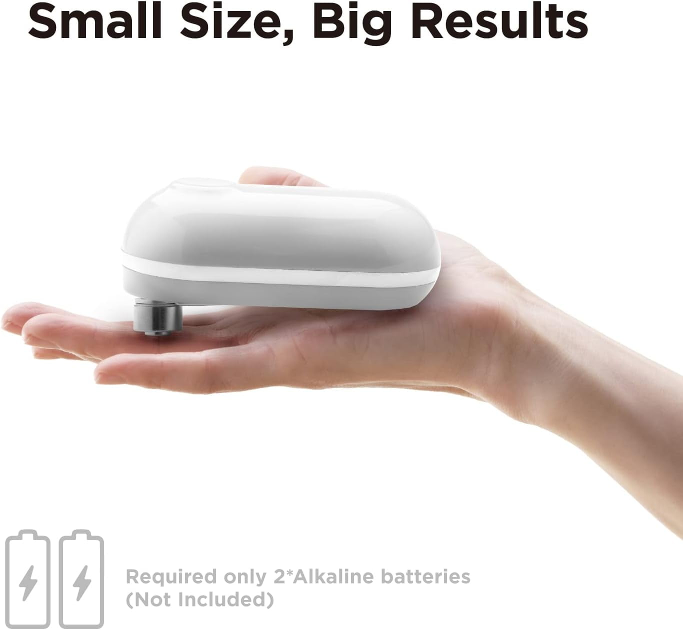 Kitchen Mama Mini Electric Can Opener: Portable, Smooth Edge, Food-Safe, Battery Operated (White)