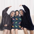 thumbnail image 5 of DarkBlue Cartoon Dinosaurs Pattern Blanket Hoodies for Kids 6-13YR Oversize Wearable Blanket Hoodies for Boys Girls Teens, 5 of 7