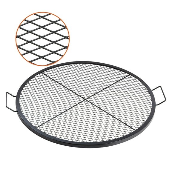 VEVOR X-Marks Fire Pit Grill Grate, Round Cooking Grate, Heavy Duty Steel Campfire BBQ Grill Grid with Handle and Support X Wire,Portable Camping Cookware for Outside Party & Gathering,36 Inch Black