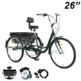 thumbnail image 3 of PRIJESSE 26 inch Adults Tricycle 7-Speed Three Wheel Bike Cruising with Rear Storage Basket (Green）, 3 of 11