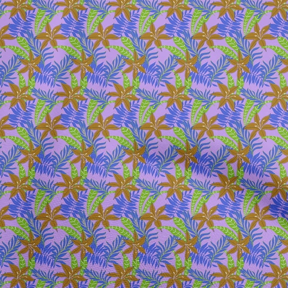 oneOone Cotton Silk Purple Fabric Tropical Leaf Sewing Fabric By The Yard Printed Diy Clothing Sewing Supplies 42 Inch Wide