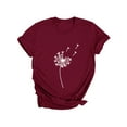 thumbnail image 3 of ManHanLi Women Dandelion Graphic Print Round Neck Short Sleeve T-Shirt, 3 of 7