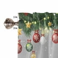 thumbnail image 5 of Grey Christmas Ball Kitchen Curtains and Valances Set, Xmas Pine Needle Red Ball Star Winter Snowflake Rod Pocket Window Valance Window Curtain Panels for Living Room Bedroom, 27.5x36in, 3 Pieces, 5 of 7