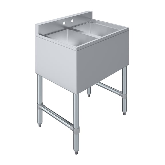 AmGood 19 in x 26 in. Two Compartment Under Bar Sink. NSF. Commercial Two Bowls Under Bar Sink