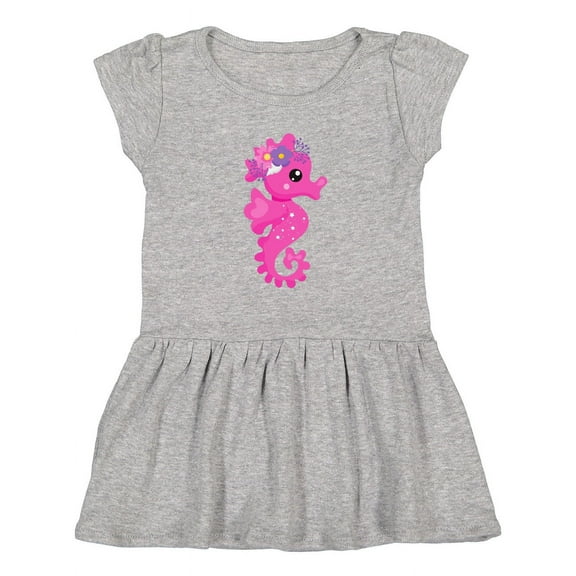 Inktastic Cute Seahorse, Pink Seahorse, Flowers, Seashell Girls Toddler Dress