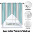 thumbnail image 3 of Swag Curtain Valances Turquoise Vertical Stripes Swag Valances for Kitchen Windows Ombre Striped Short Topper Curtains Valance Tier Pair for Kitchen Bedroom Living Room Bathroom 28"x36", 3 of 8