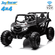 Joyracer 24 Volt Ride on Toys with Remote, Ride ons 4 Wheel Drive UTV with 4*200W Motors, Bluetooth Music, Spring Suspension, LED Light, 3 Speeds, Black