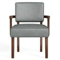 thumbnail image 4 of FAGAGA Mid Century Modern Accent Chair, Upholstered Oversized Chair, Ergonomics Armchair for Living Room, Reading Room, Reception Room, Bedroom, Dorm | Leather Gray, 4 of 6