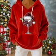 thumbnail image 2 of Fewfanhot Womens Oversized Sweatshirt Funny Santa Claus Graphic Hoodie Trendy Warm Fuzzy Fleece Pullover Hoodie, 2 of 7