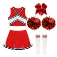 thumbnail image 4 of iiniim Girls Cheer Dance Costume Halloween Sleeveless Crop Top Pleated Skirt Outfit Cheerleading Uniform Dress A Red 8, 4 of 7