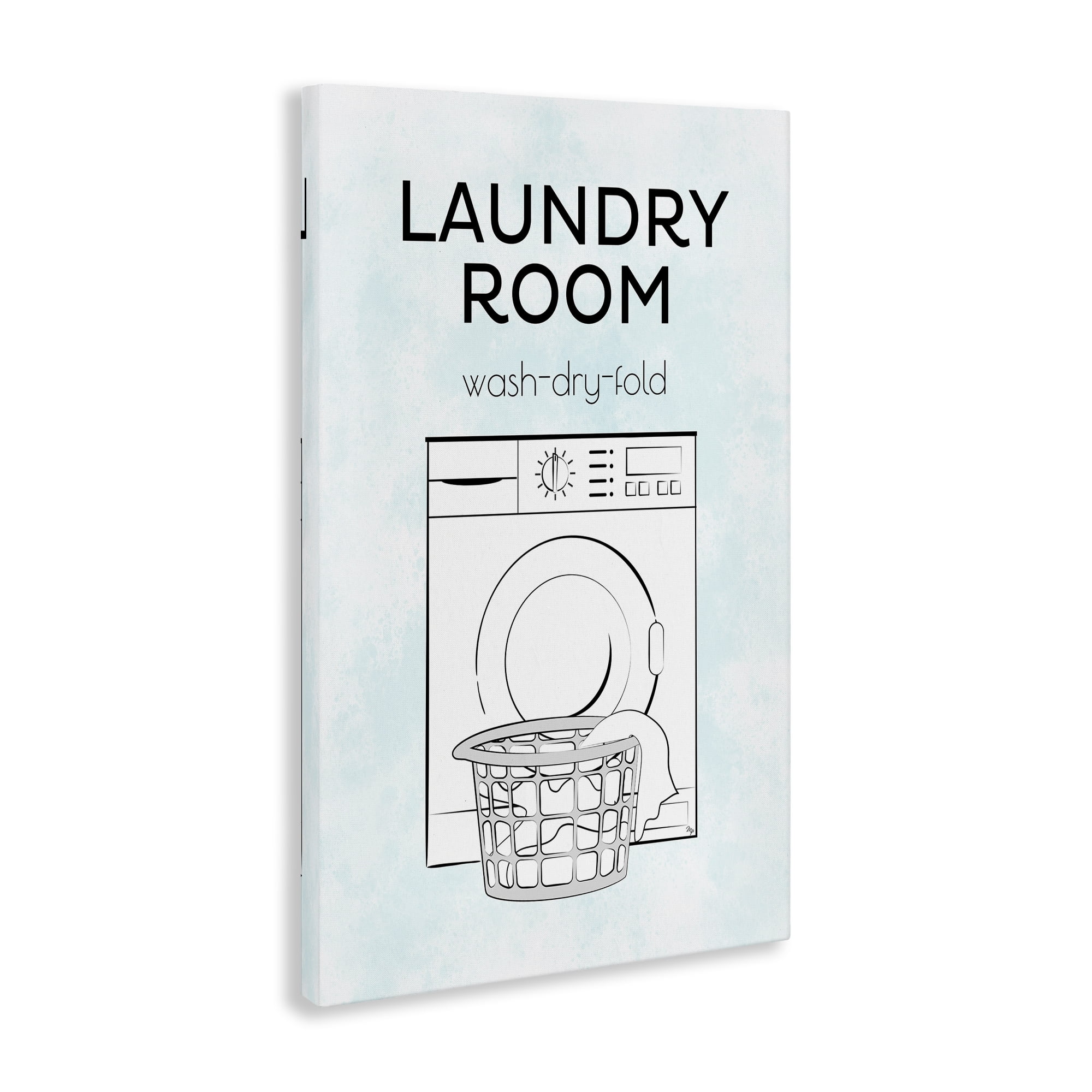 Stupell Industries Minimal Laundry Wash Dry Fold Bath & Laundry Painting Wrapped Canvas Art Print Wall Art, 24 x 36