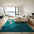 thumbnail image 3 of ODIKA 9'x12' Washable Area Rug Low Pile, Flatwoven, Large Storytelling Map Explorer Is Featuring Whales Dolphins for Great Room, Indoor Concept, Living, 3 of 7
