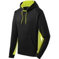 thumbnail image 1 of Sport-Teck Men's Sport Wick Fleece Colorblock Pullover ST235 (Small, Black/Safety Yellow), 1 of 1