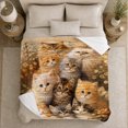 thumbnail image 5 of Fluffy Cats and Kittens in Basket, Soft Painterly Style for Cat Lovers, Cozy Autumn Flora Scene, Flannel Blanket for Living Room and Bedroom, Birthday Gift and Cat Home Decor, 5 of 9