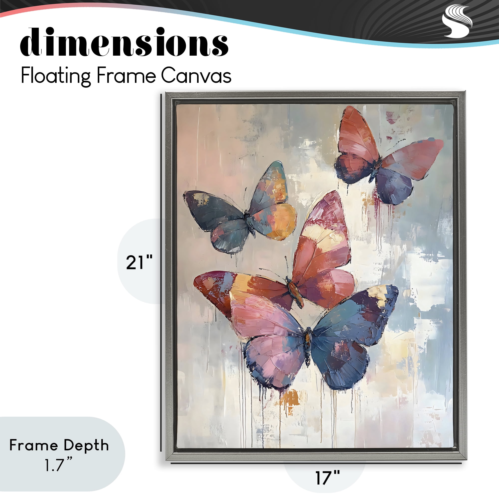 Stupell Industries Butterfly Beauty in Flight Gray Framed Floater Canvas Wall Art, design by Creative Studio