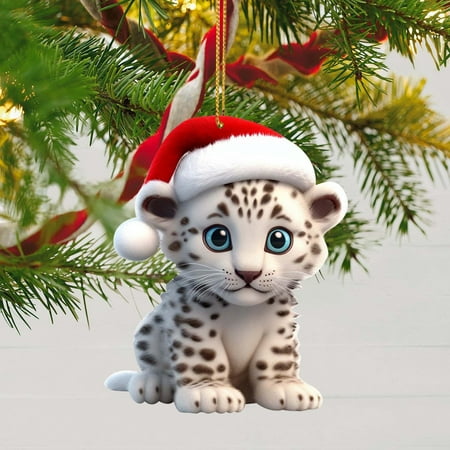 

Snow Leopard Baby Christmas Tree Hanging Charm Snow Leopard Baby Car Decoration Bag Hanging Flat Acrylic Christmas Tree Pendant Hanging Holiday Hanging Decorations Rose Tassels for Jewelry Making