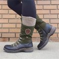 thumbnail image 2 of jsaierl Chaussures Plates pour Femmes Lacées en Cuir Bout Rond Talon Bas Gardent au Chaud Bottes de Chevalier, 2 of 2