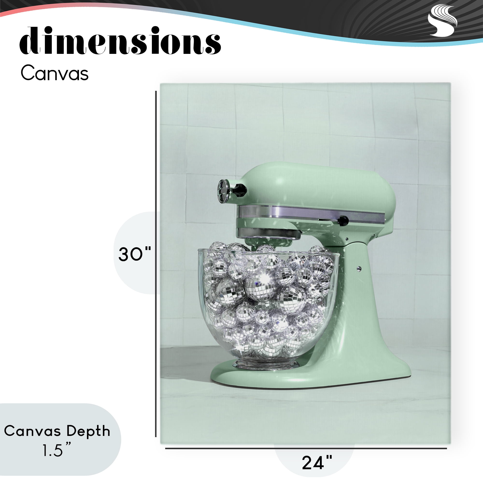 Stupell Industries Disco Kitchen Mixer over Green Canvas Wall Art, design by LISH Creative