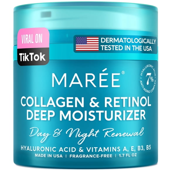 Crema hidratante MAREE con retinol y colágeno para rostro femenino