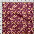 thumbnail image 3 of oneOone Viscose Jersey Burgundy Fabric Flower & Leaves Watercolor Diy Clothing Quilting Fabric Print Fabric By Yard 60 Inch Wide, 3 of 5