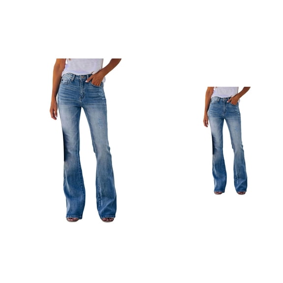 High Waisted Stretchy Bell Bottom Jeans for Women Wide Leg Flared Denim Pants