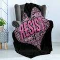 thumbnail image 4 of Feminist Soft Flannel Fleece Throw Blanket, Heart Shape Collage of Phrases for Gender Social Awareness, Cozy Plush for Indoor and Outdoor Use, 50" x 60", Pink Black and Rose, by Ambesonne, 4 of 5