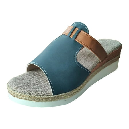 

Jungdeepe Women s Summer Fashion Open Toe Thick Bottom Slope Heel Womens J Slides Slippers for Women Wide Width Closed Back Summer And Slides Womens Womens Slipper Shoes with Sole Womens Slippers 7