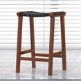 thumbnail image 6 of Trang Mid-Century Modern Square Genuine Leather Counter Stool in Black, 6 of 6