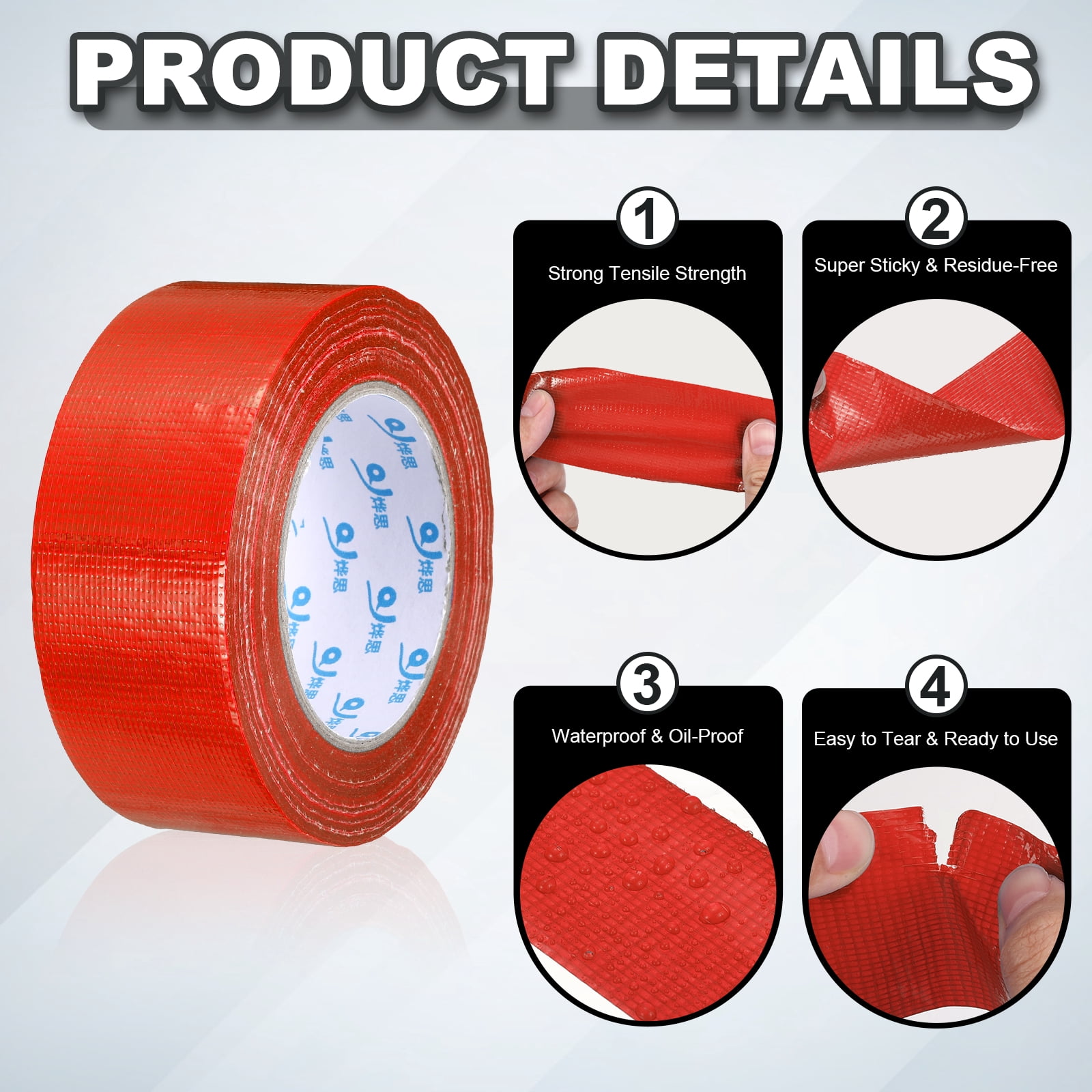 Uxcell Duct Tape (1.97 Inch x 49 Yards, Red) Heavy Duty Industrial Duct Tape Easy Use Strong Adhesive No Residue, for Repairs Crafts Projects Home Improvement
