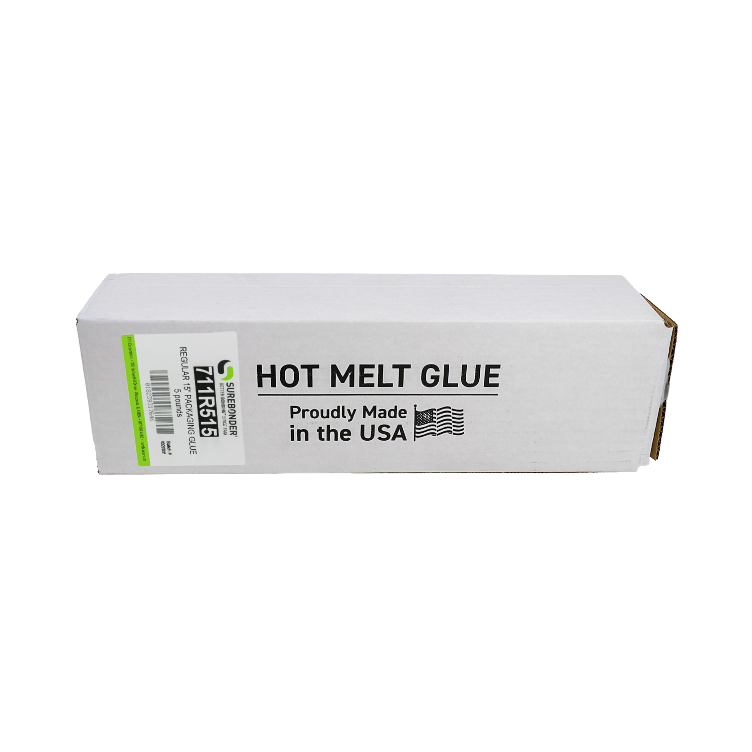 711R515 Fast Set Packaging Hot Melt Glue Sticks - 7/16" x 15" | 5 lb Box