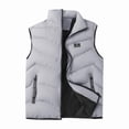 thumbnail image 4 of COSFO Gray Mens Puffer Vests Casual Zip Up Jacket Warm Stand Colla Loose Fit Sleeveless Cotton Jackets for Men, 4 of 5
