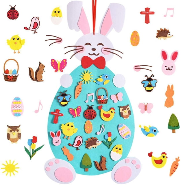 Fiudx Artículos en oferta con ofertas flash Conejito de Pascua DIY para niños, decoraciones colgantes de pared con adornos