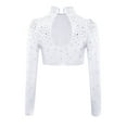 thumbnail image 5 of iixpin Big Girls Hip Hop Streetwear Sparkling Jazz Dance Crop Tops Mock Neck Cheerleading Dancing Clothes White 16, 5 of 6