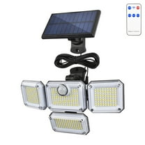 Solar Lights Outdoor Indoor Motion Sensor LED Flood Light - Solar Powered Security Lights Outside Waterproof ,4 Adjustable Heads Solar Indoor Lights For House - Led Wall light with Remote & Cord