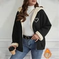 thumbnail image 2 of XPMWRP Women's Oversized Zip Quilted Solid Color Casual Hooded Fleece Jacket Unisex Fall Winter Warm Plush Lined Sherpa Long Sleeve Coat Black M, 2 of 7