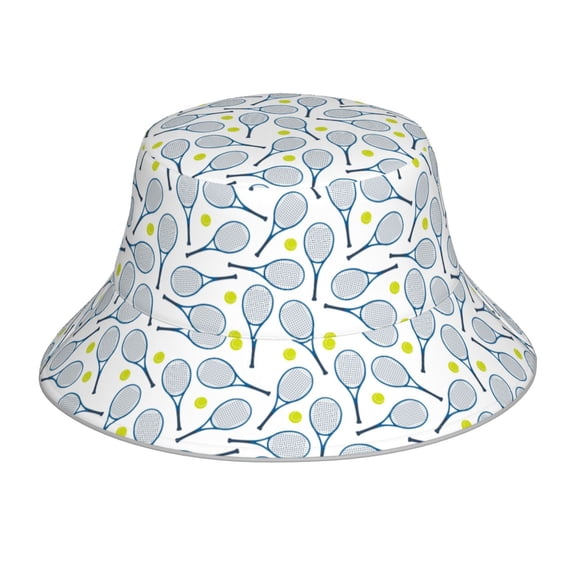 Xecao Tennis Rackets And Balls Print Men and Women Night Reflective Hat Runner Cap Visor Bucket Hat Boonie Cap